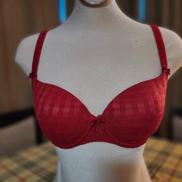 PrimaDonna Prima Donna Red Bra Check Pattern Underwire Size 34C 34 C - Picture 1 of 5